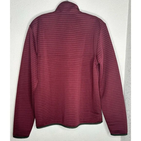 L.L. Bean Pullover Mens Medium Airlight Knit Red Textured Snap Mock Neck Casual - Picture 2 of 11